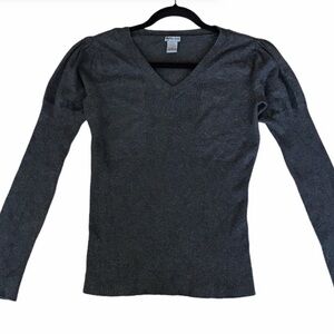 RGL New York Gray Ribbed V Neck Sweater